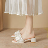WOLOONG Women's Summer Outer Wear Mid French Style Heels