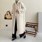 2025 friendly mink solid color stand-up collar single-breasted extended high-end imitation mink coat, ferret coat to keep warm in autumn and winter