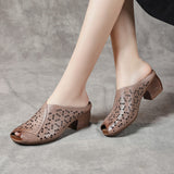 WOLOONG Women's Thick High-heeled Outdoor Retro Comfortable Fish Heels