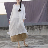 Shan Qian Nianyi, soft texture natural wrinkle medium and long minimalist dress robe