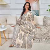 MT144 New supply Middle East new printed abaya Arab ethnic style long dress  Popular trade