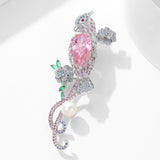 2025 High-end luxury micro-inlaid zircon freshwater pearl high-end rose parrot brooch femininity coat suit accessories
