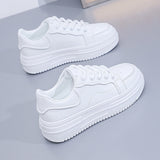 woloong Women's White Spring Korean Style Versatile Platform Sneakers