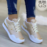 woloong New Size Lace Up Round Head Sneakers