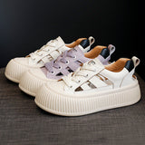 woloong Fashion Pretty Women's Hollowed Genuine White Sneakers