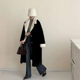 2025 friendly mink large lapel contrasting color single-breasted imitation mink coat, high-end ferret coat to keep warm, new in autumn and winter