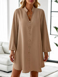Popular trade 2025 women's clothing popular   spring and summer long-sleeved V-neck single-breasted loose dress