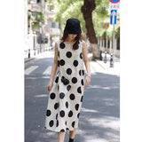 Gentle wind has a tone and looks thin, loose big polka dot skirt  summer new thin sleeveless dress women