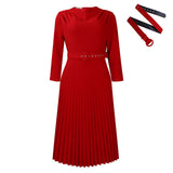 WOLOONG D459 new 2025  women's clothing fashion temperament elegant pleated skirt elegant solid color large size 2025 trade dress