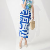 2025 2025 spring and summer new high waist thin medium and long printed fashion temperament versatile straight skirt hip skirt