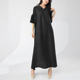 2025 Hot trade large size women's skirt high-end v-neck horn sleeves loose and thin a-shaped skirt long dress summer
