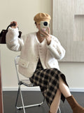2025 friendly mink collarless shoulder sleeves single-breasted multi-button high-end imitation mink coat ferret jacket to keep warm in autumn and winter