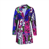 WOLOONG D170  temperament commuter celebrity style suit collar printing long sleeve 2025 trade large size 2025  dress