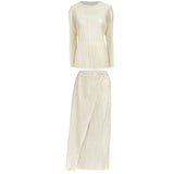 Folds spring new basic suit Korean version temperament versatile long-sleeved top skirt suit women