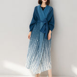 2025 Middle East Muslim robe women's long skirt women's clothing loose large size folds gradual change high sense Arab Dubai clothing