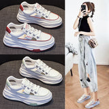 woloong Women's White Summer Fashionable Sports Leisure Thick Sneakers