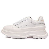 woloong New Women's White Genuine Breathable Platform Sneakers