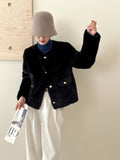 2025 friendly mink solid color collarless pocket high-end imitation fur imitation mink coat ferret coat warm autumn and winter