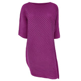 Miyake spring summer one-word collar irregular top women's design sense niche loose seven-quarter sleeve t-shirt women