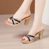 WOLOONG Women's Outdoor Summer Waterproof Platform Peep-toe Fashionable All-match Heels