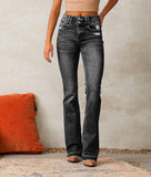 2025 New retro ripped jeans women's clothing  spring new washed street slightly pulled trousers