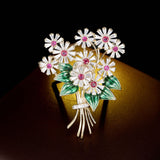 2025 Retro light luxury small daisy dripping oil bouquet brooch fashionable exquisite versatile temperament blazer fixed pin women