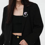 2025 National style high-end zircon flower freshwater pearl brooch women's elegant fashion corsage high-end suit cardigan accessories