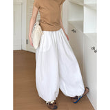 2025  Spring New Breathable Loose Lantern Large Size Women's Clothing Design Sense Wide Leg Pants Slack Pants 8086