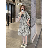 floral dress women's  summer new doll collar thin large size small A-word skirt