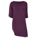 Miyake spring summer one-word collar irregular top women's design sense niche loose seven-quarter sleeve t-shirt women