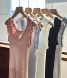 2025  spring new knitted vest women's inner cover meat suspender versatile lace collar sleeveless top 015-1