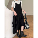 2025  spring new Japanese and Korean small sexy tube top waist thin kelp skirt suspender dress 9817