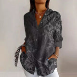 Women Blouse Sping Tops Turn-down Collar Long Sleeve Leopard Shirt Loose Plus Size Clothing For Women Ladies Blouses