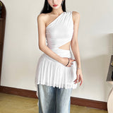 2025 style  spring new women's clothing simple and modern white sleeveless elegant and generous hollow dress