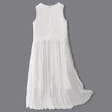 High-end temperament white sleeveless vest skirt travel dress female summer seaside vacation super fairy long dress