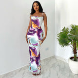Popular trade 2025 women's clothing popular summer sexy suspender backless split medium and long dress beach vacation dress