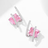 2025 New bright high-end pink zircon stud earrings s925 silver needle niche design sense simple fashion exquisite earrings