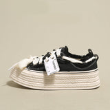 woloong Women's Minority Thick Bottom White Biscuit Shape Sneakers