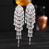 2025 Super flash zircon inlaid light luxury high-end long fringed silver needle earrings Liyu jewelry earrings custom wholesale