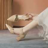 WOLOONG Women's Korean Style Fairy Mid Chunky Heels