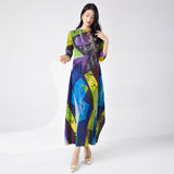 2025 Popular trade dress summer women's dress irregular pleated design high-end sense printed skirt