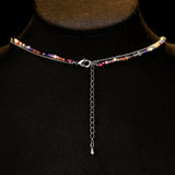 2025 Summer Rainbow Color Beaded Stacked Belt Necklace Set Light Luxury Niche Clavicle Chain Neck Chain Versatile Girl Heart Accessories