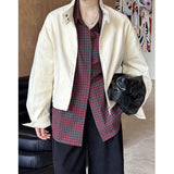 2025  2025 early spring new top retro casual style striped plaid loose loose shirt women 7386