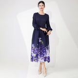 2025 Hot trade Sanzhai dress women's summer high sense dignified intellectual printing loose large size meat covering a word thin skirt