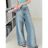 2025  summer new loose straight washed wide-leg jeans show thin and long legs versatile 66595-1