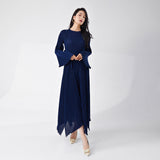 2025 Hot Trade Dress High Sense Loose Lace-up Irregular Flared Sleeve Temperament Elegant Dress Long Dress Hot Style