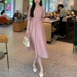 National Style New Chinese Dress  Summer New Temperament V-Neck Short Sleeve Loose Drawstring Waist Skinny Medium and Long Dress