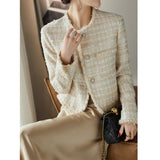 2025 High-end pearl wool small fragrant short coat, tweed short top  spring and autumn women's clothing new