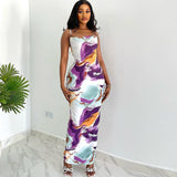 Popular trade 2025 women's clothing popular summer sexy suspender backless split medium and long dress beach vacation dress