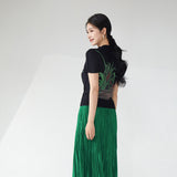 2025 Women's T-shirt short-sleeved design sense 2025 summer new printed black slim-fitting and thin bottoming shirt  top